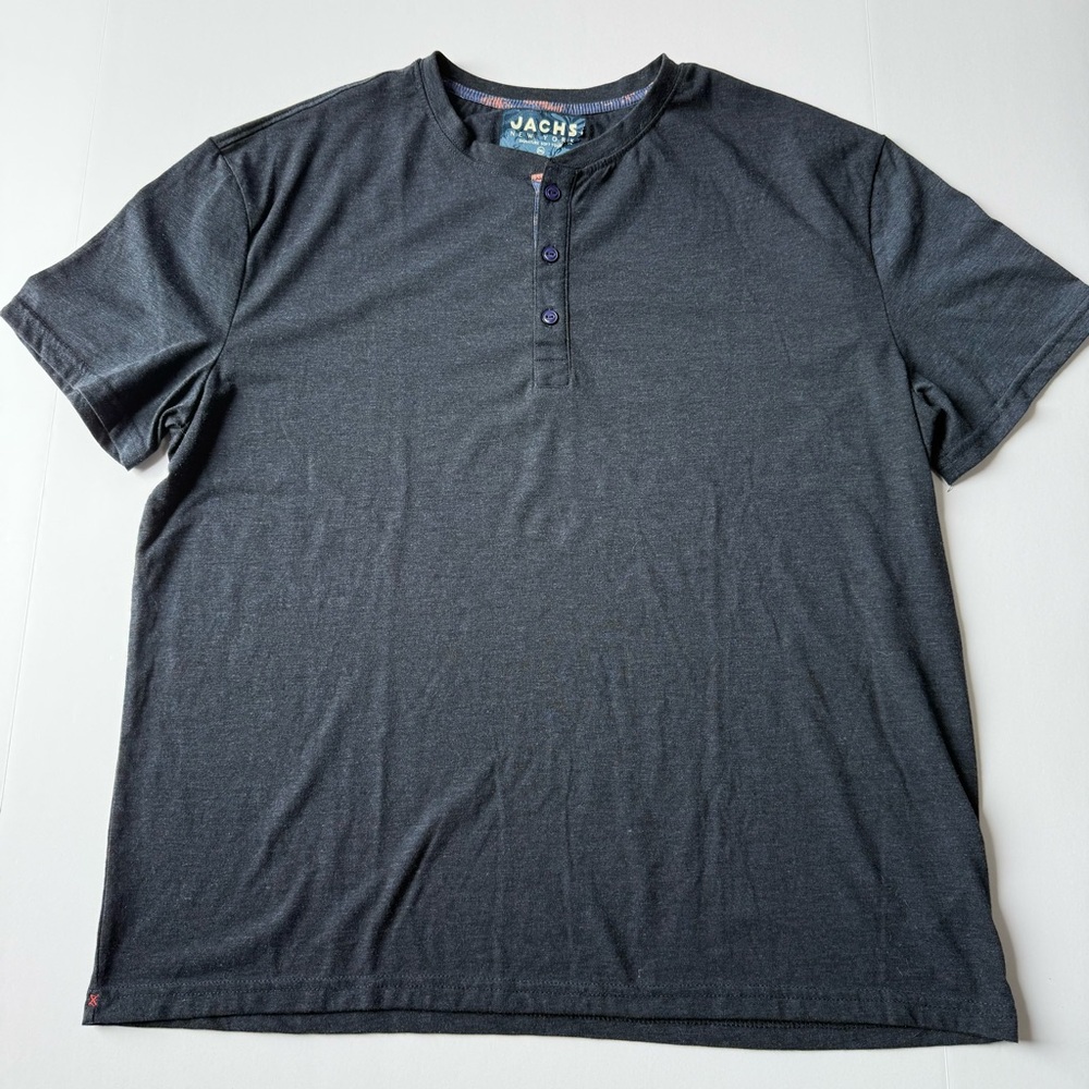 Jachs Poly Viscose Soft Henley Casual Tee Gray XXL